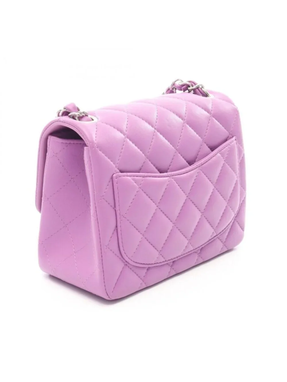 Chanel Shoulder Bag Mini Quilted Purple Lambskin Chain